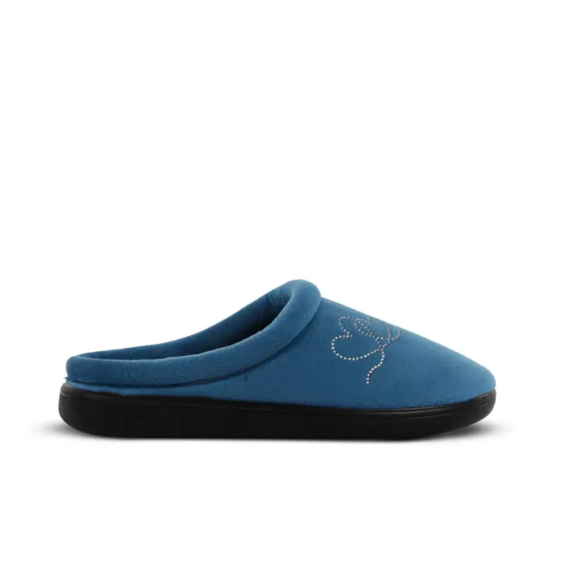 Ciabatte donna azzurre da casa con cuoricini con strass