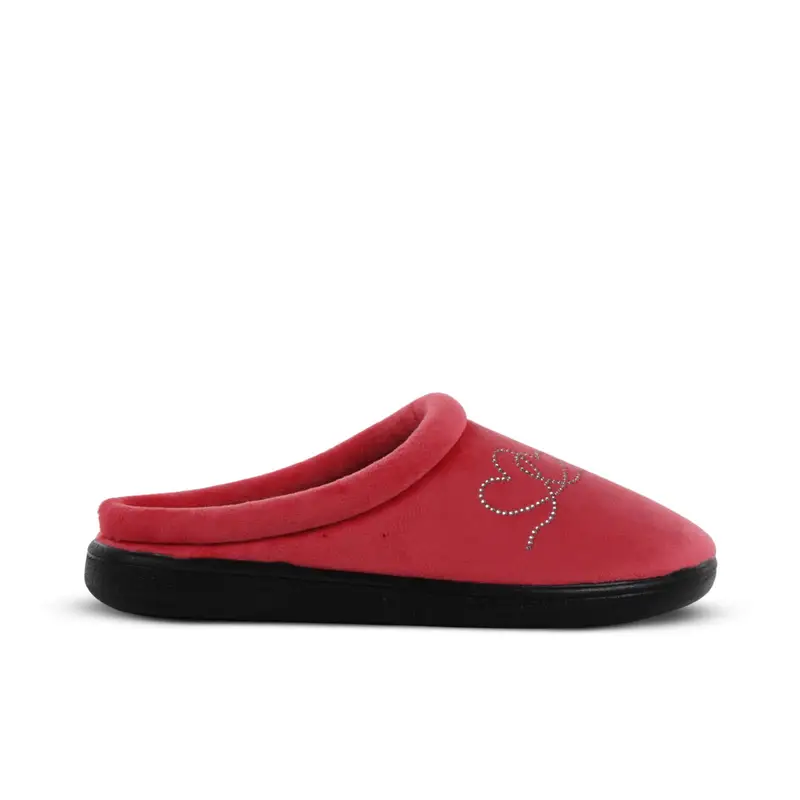 Ciabatte donna rosse da casa con cuoricini con strass