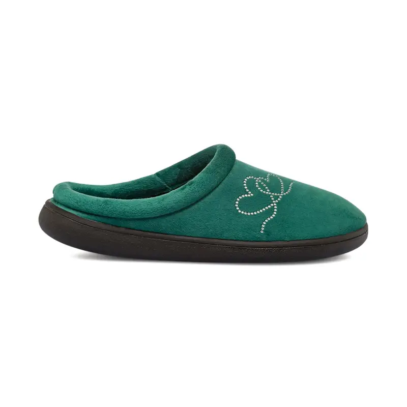 Ciabatte donna verdi da casa con cuoricini con strass