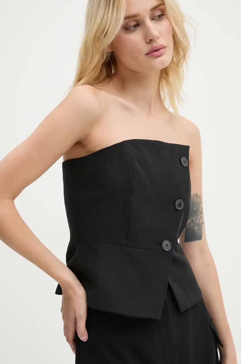 blusa in lino misto Nero