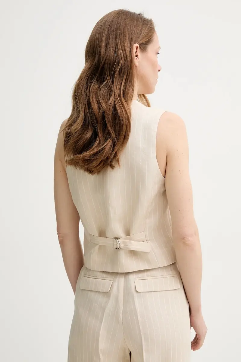 gilè con aggiunta di lino PATSY colore beige 1E25PATS miniatura 3