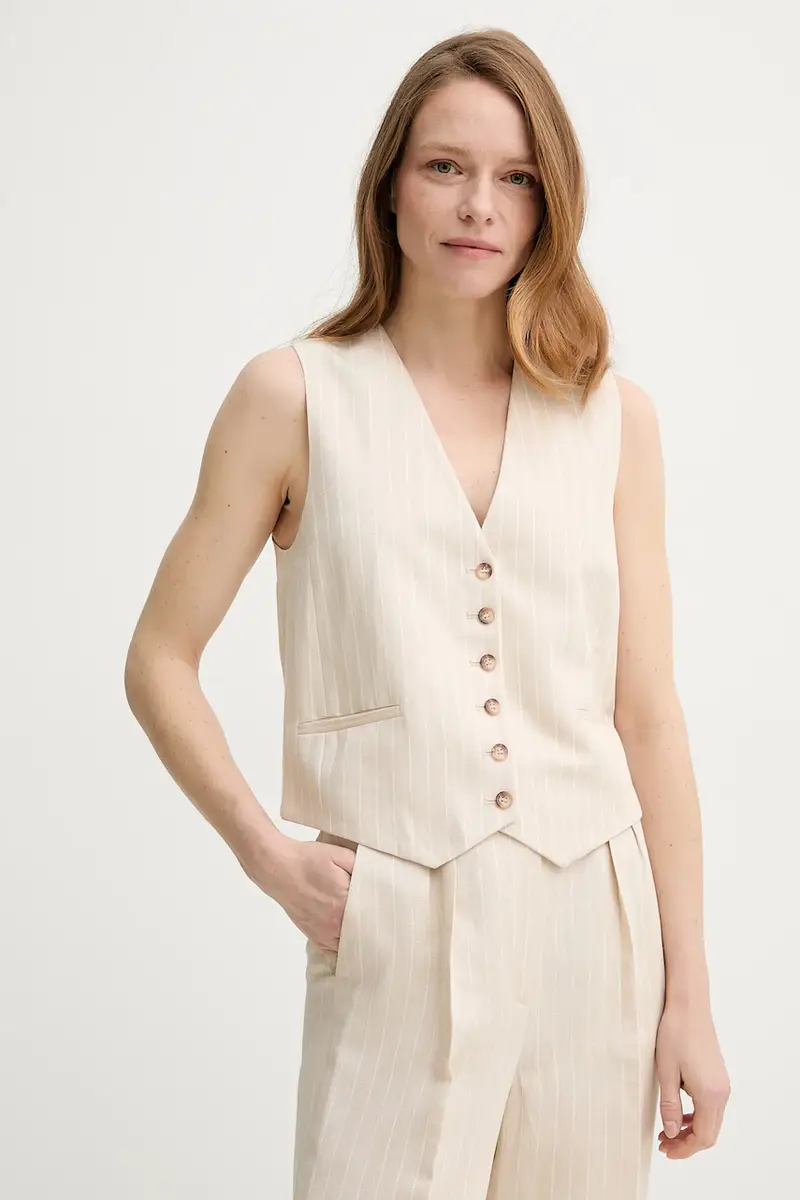 gilè con aggiunta di lino PATSY colore beige 1E25PATS