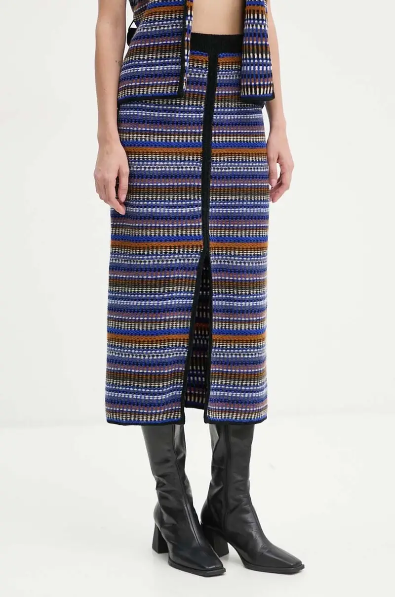 gonna con aggiunta di lana colore blu navy 1H24FLAM