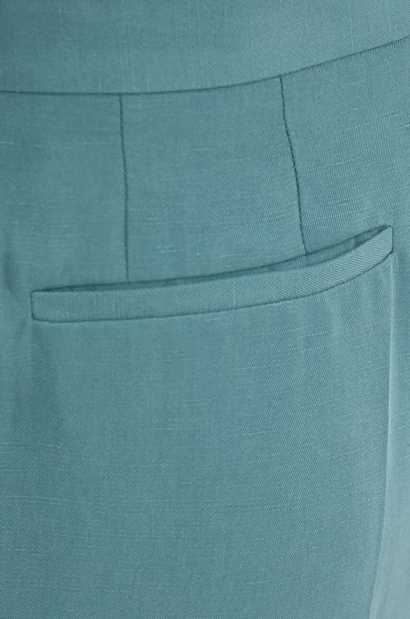 pantaloni in lino misto colore turchese 1H24GADW miniatura 4