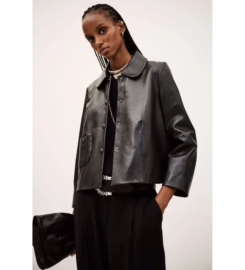 per donna. 1E24MYLO Giacca Mylos nera (40), Nero, Casual, Pelle