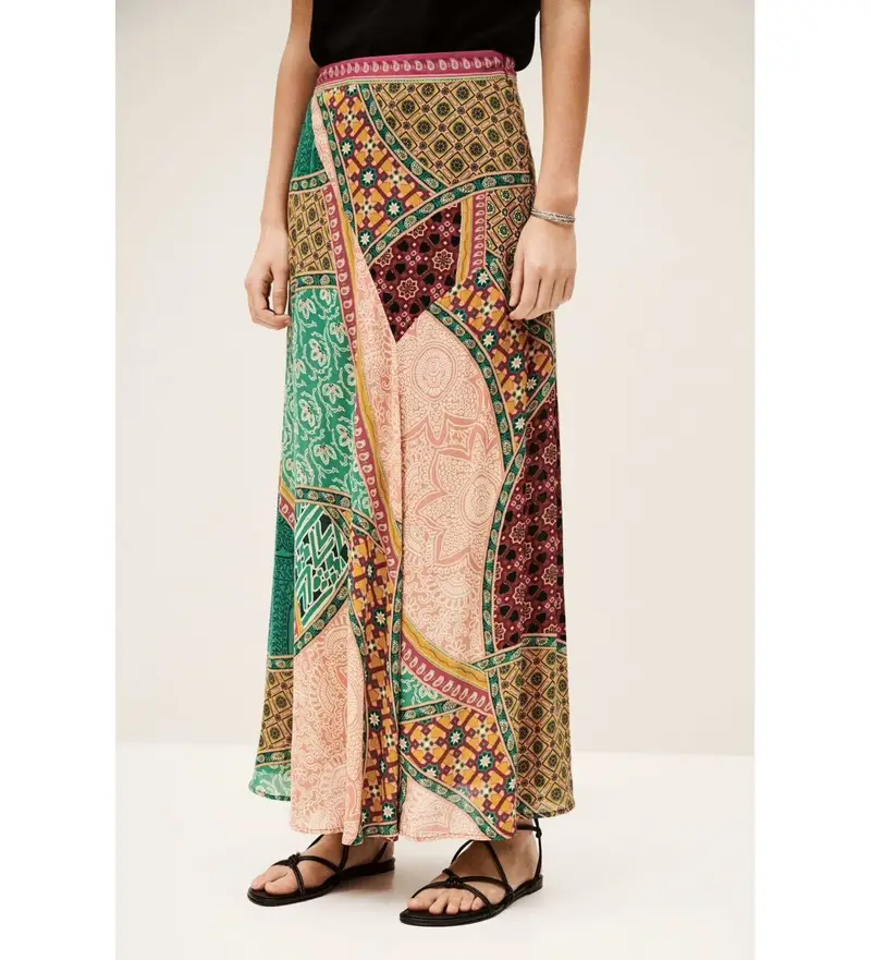 per donna 1E25FANC Gonna fantasia multicolore (34), Casual, Viscosa