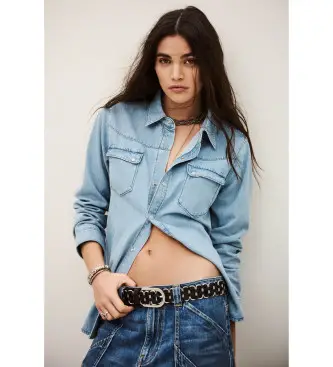 per donna 1E26ADAL Camicia blu Adali (34), Casual, Cotone, Manica lunga