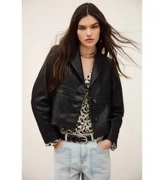 per donna 1E26BORF Giacca nera Borfeo (34), Nero, Casual, Pelle