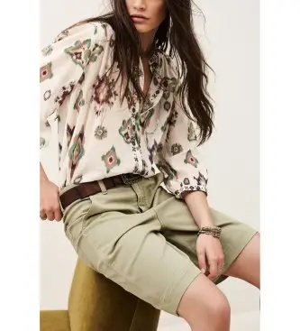 per donna 1E26ODEL camicetta beige Odelie (UNICA), Casual, Manica lunga, Cotone biologico, Sostenibile