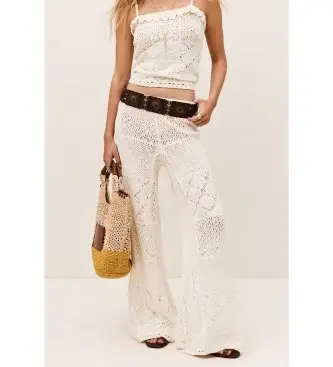 per donna 1E26SANT Pantaloni beige Santy (34), Casual, Cotone Bianco