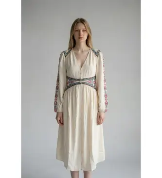 per donna 1E26TINA Abito Tina, bianco sporco (XS), Casual, Viscosa, Manica lunga Nero