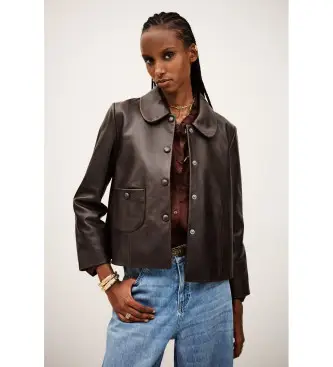 per donna 1H23MILO Giacca Milos marrone (40), Casual, Pelle