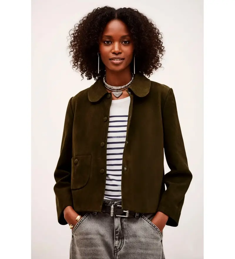 per donna. 1H24MILA Giacca verde Milas (34), Casual, Pelle