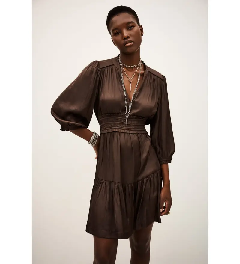 per donna 1H25CYRI Abito marrone Cyriala (38), Casual, Poliestere, Manica lunga