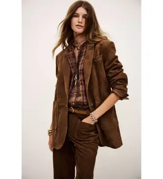 per donna 1H25MOST Giacca marrone ammuffita (40), Casual, Pelle, Manica lunga