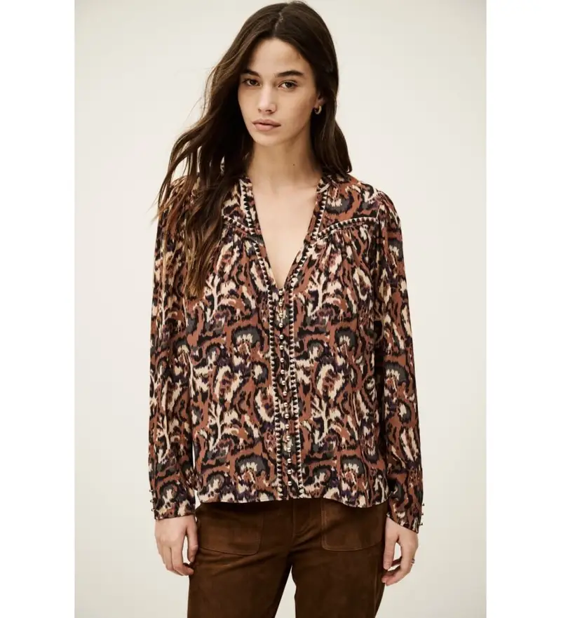 per donna 1H25ONAD Camicia Onada marrone (34), Casual, Viscosa, Manica lunga