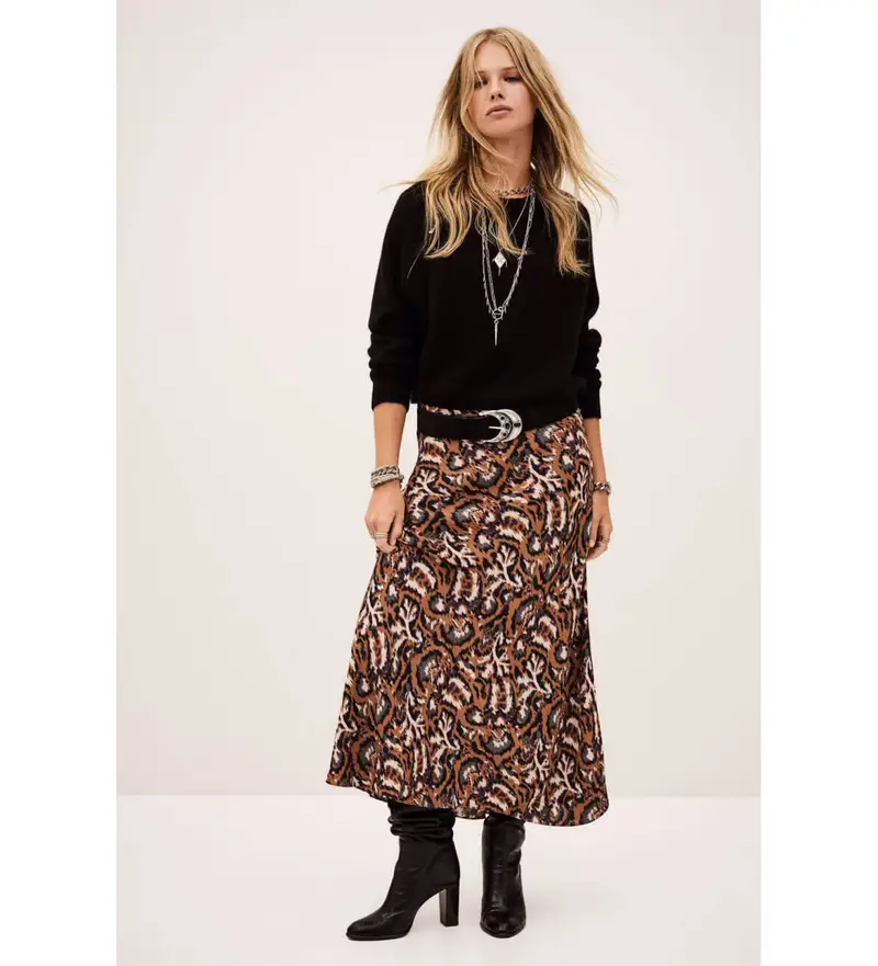 Ba&sh Gonna lunga Onintia marrone per donna in viscosa