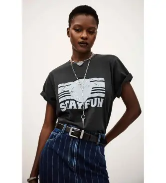 per donna 1H25REES Maglietta nera di Reese (36), Nero, Casual, Cotone, Manica corta