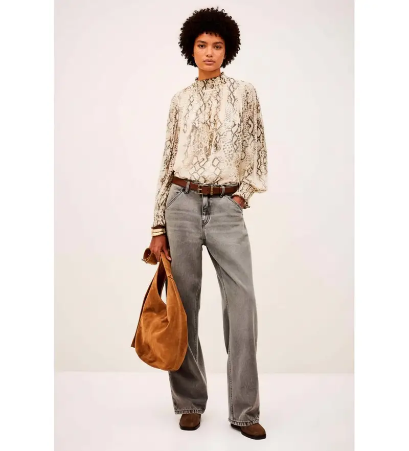 per donna 1H25SHAM Blusa beige shamy (34), Casual, Viscosa