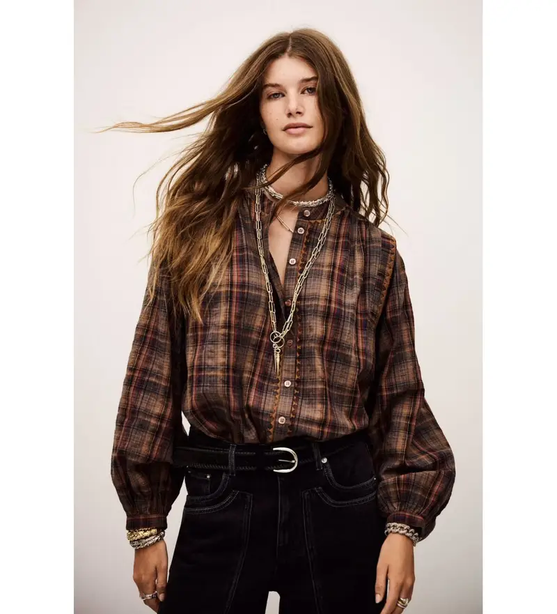 per donna 1H25SHEA Camicia di karité marrone (34), Casual, Cotone, Manica lunga