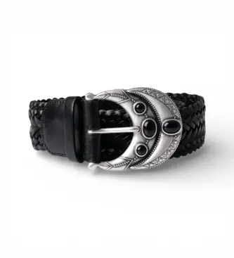 per donna 2E26TBOL Cintura in pelle nera Bolbi (80cm), Nero, Casual Oro