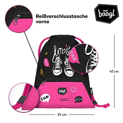 Baagl - Sacca sportiva per ragazze, utilizzabile anche per scarpe, impermeabile, per la scuola e l’asilo, Bambina miniatura 3