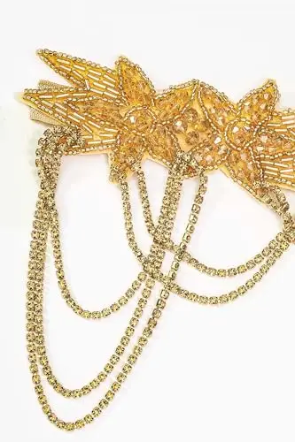 BABEYOND Fascia per capelli anni '20, stile Grande Gatsby, stile anni '20, con catena ruggente, accessorio per capelli miniatura 2