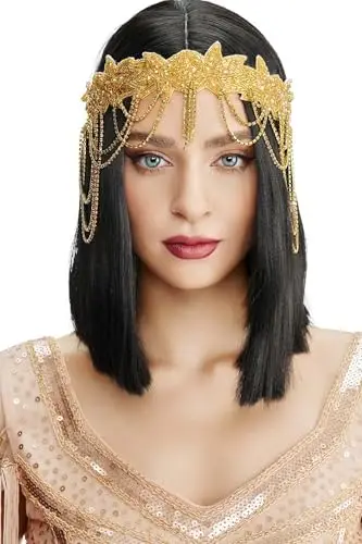 BABEYOND Fascia per capelli anni '20, stile Grande Gatsby, stile anni '20, con catena ruggente, accessorio per capelli miniatura 3