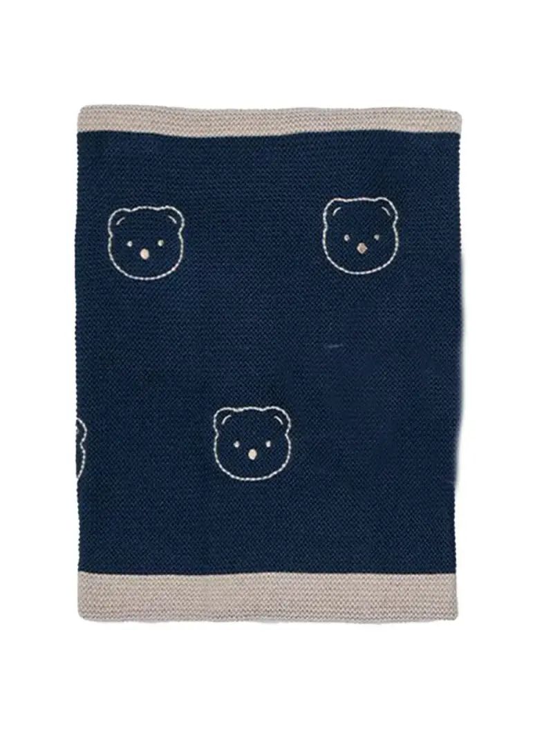 Coperta blu con orsetti neonato