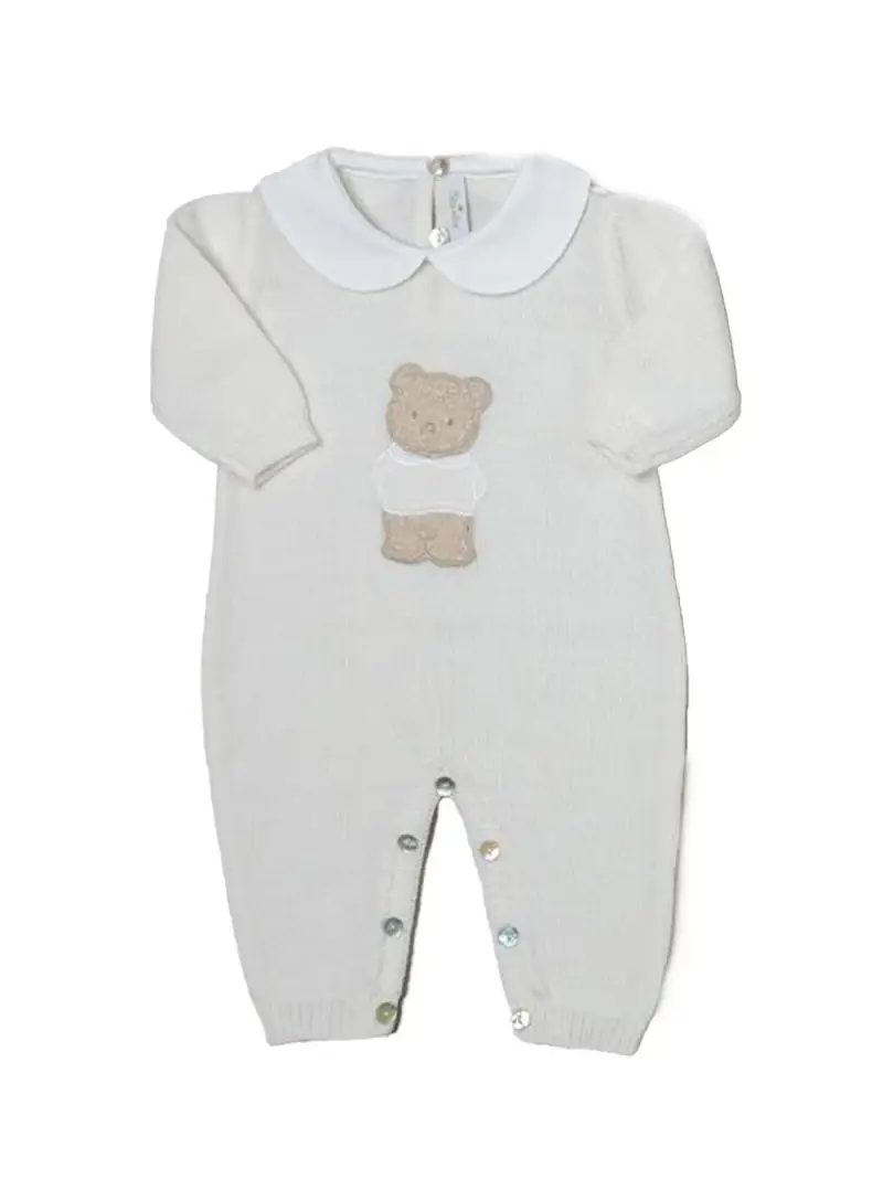 Tutina panna con orsetto boucle neonato