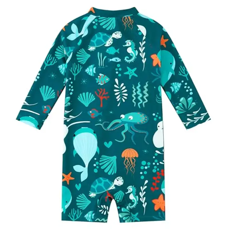 Baby Ragazzo Costume da Bagno con UPF 50 + Protezione Solare Full Zipper Cartoon Tuta da Sole a Maniche Lunghe per Toddler (3-6mesi) miniatura 2