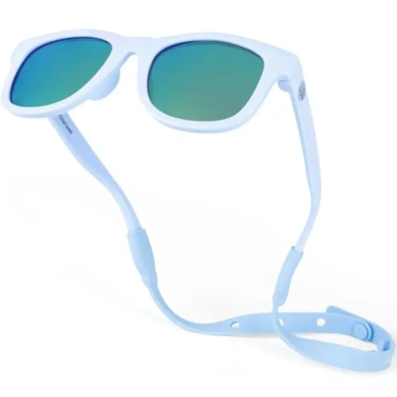 BABY SUNNIES Occhiali da sole polarizzati per neonati, con cinghie, infrangibili, flessibili e flessibili, per neonati da 0 a 24 mesi, Celeste., Neonato