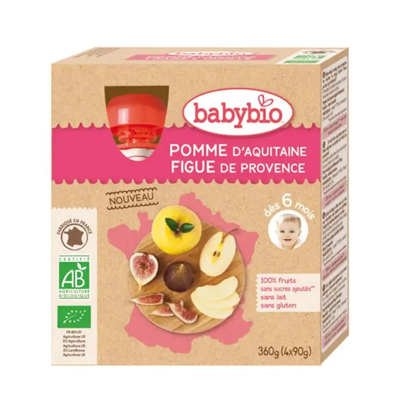 Borracce Frutta - 6 mesi e + - Mela, Fico - BIO 4x90 g