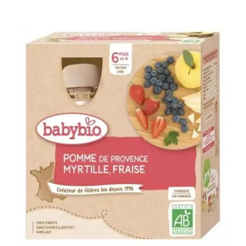Borracce Frutta - 6 mesi e più - Mela, Mirtillo, Fragola - BIO 4x90 g