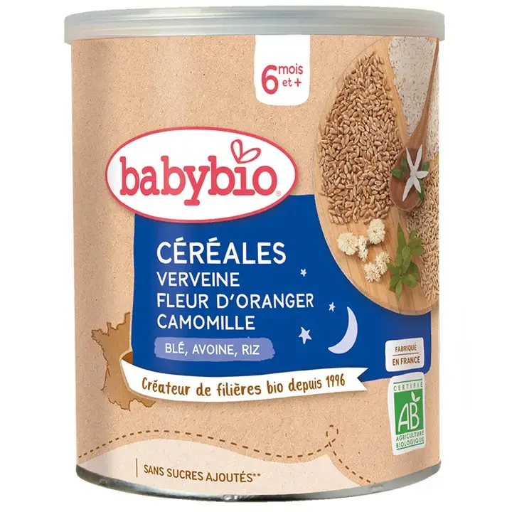 Cereali Notte - 6 mesi e + - Cereali Verbena, Fiore d'Arancio, Camomilla - BIO 220G