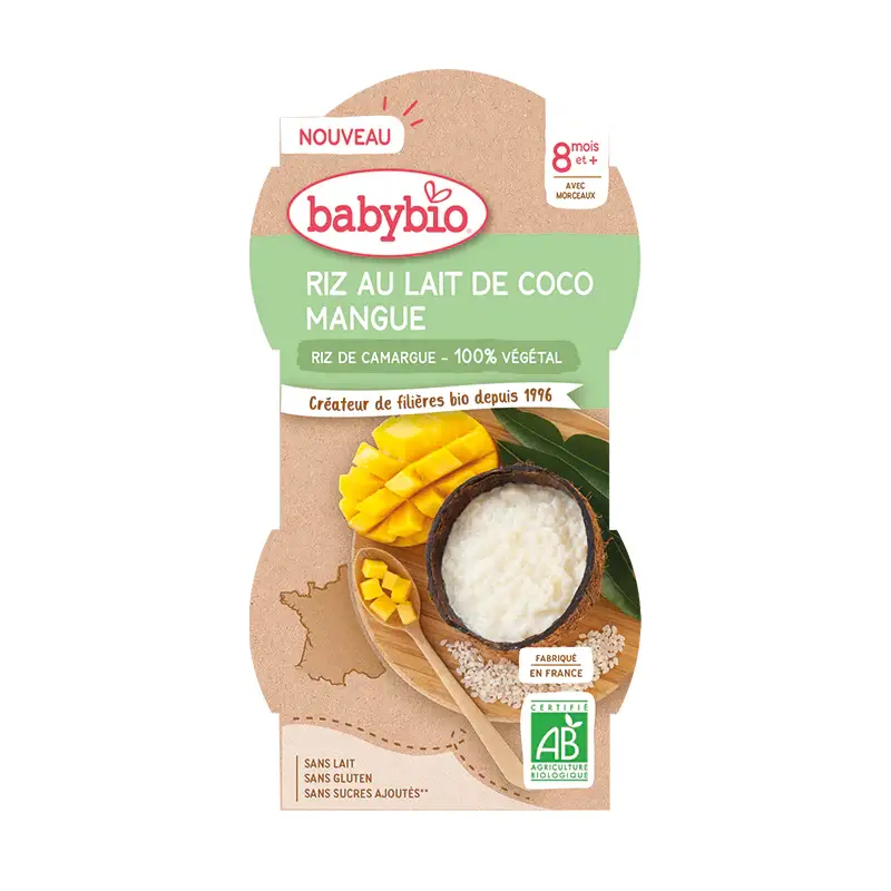 Ciotola Dessert 8 mesi e + Riso al Latte di Cocco Mango BIO 2X100G