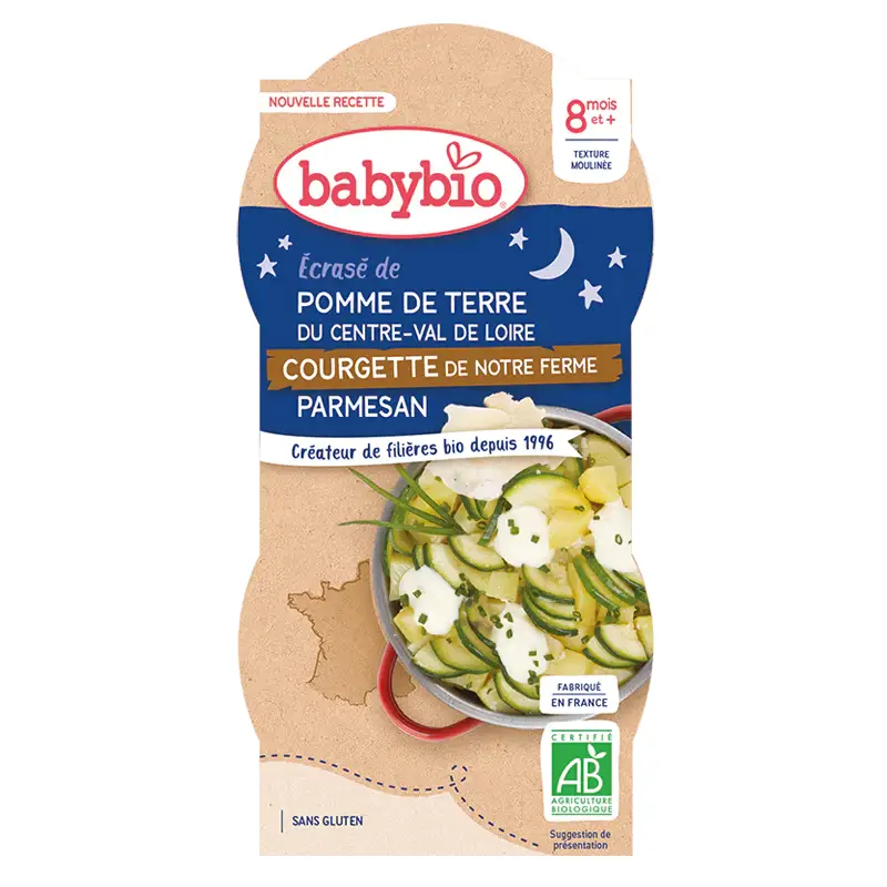 Ciotole Cena - 8 + mesi - Patate, Zucchine, Parmigiano - BIO 2X200G