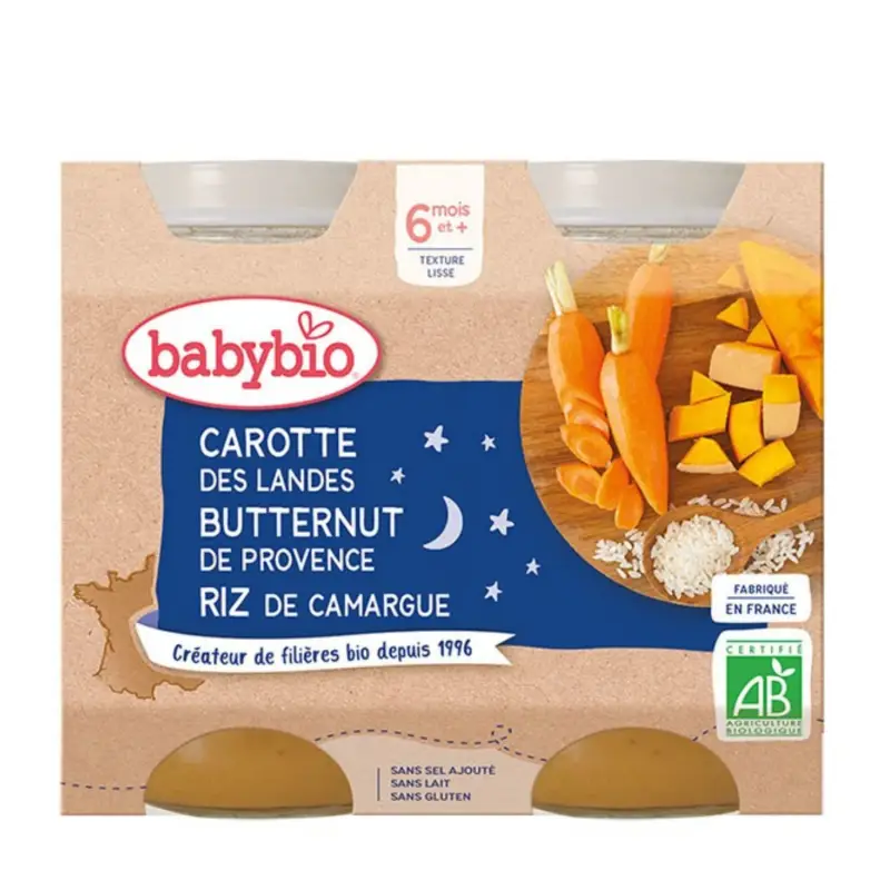 Pentole Cena - 6 mesi e più - Carota, Butternut, Riso - BIO 2x200 g