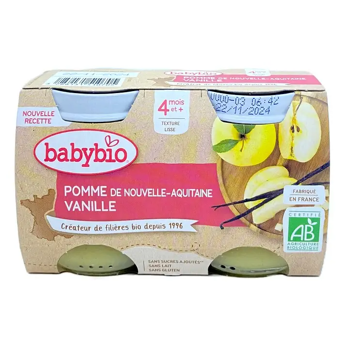 Vasetti Frutta - 4 mesi e + - Mela, Vaniglia - BIO 2x130 g