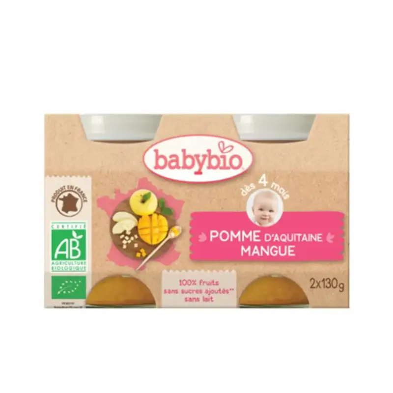 Vasetti Frutta - 4 mesi e più - Mango, Mela - BIO 2x130 g