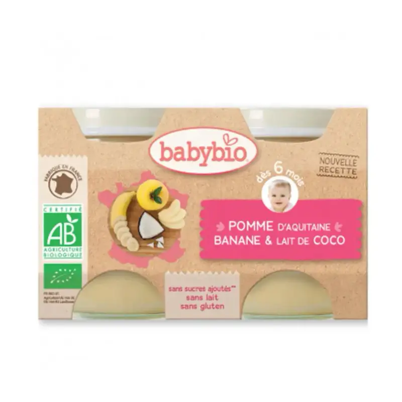 Vasetti Frutta - 6 Mesi e + - Mela, Banana & Latte di Cocco - BIO 2X130G