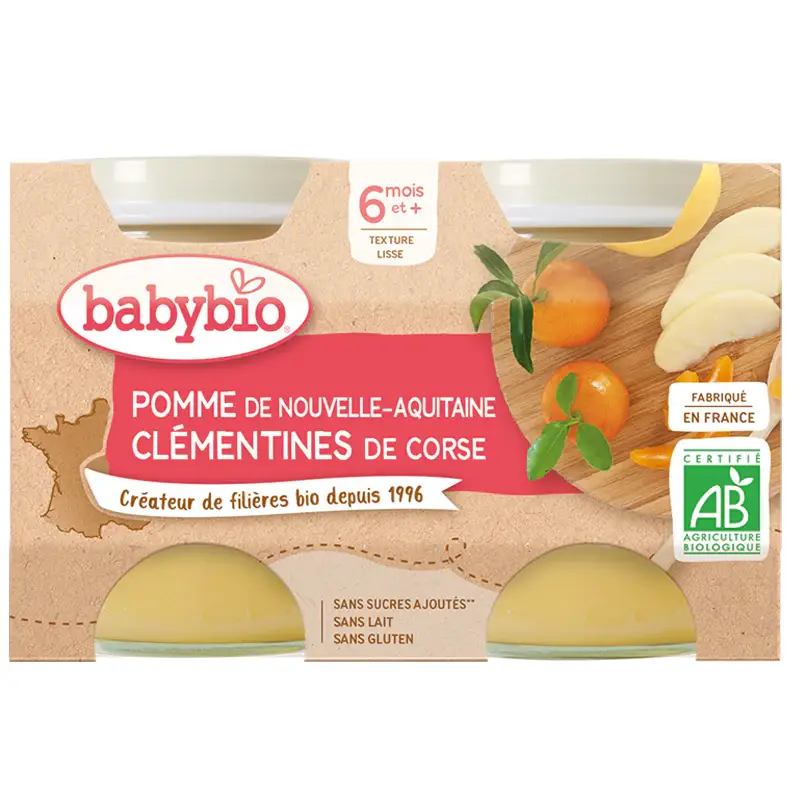 Vasetti Frutta - 6 mesi e più - Mela, Clementine - BIO 2x130 g