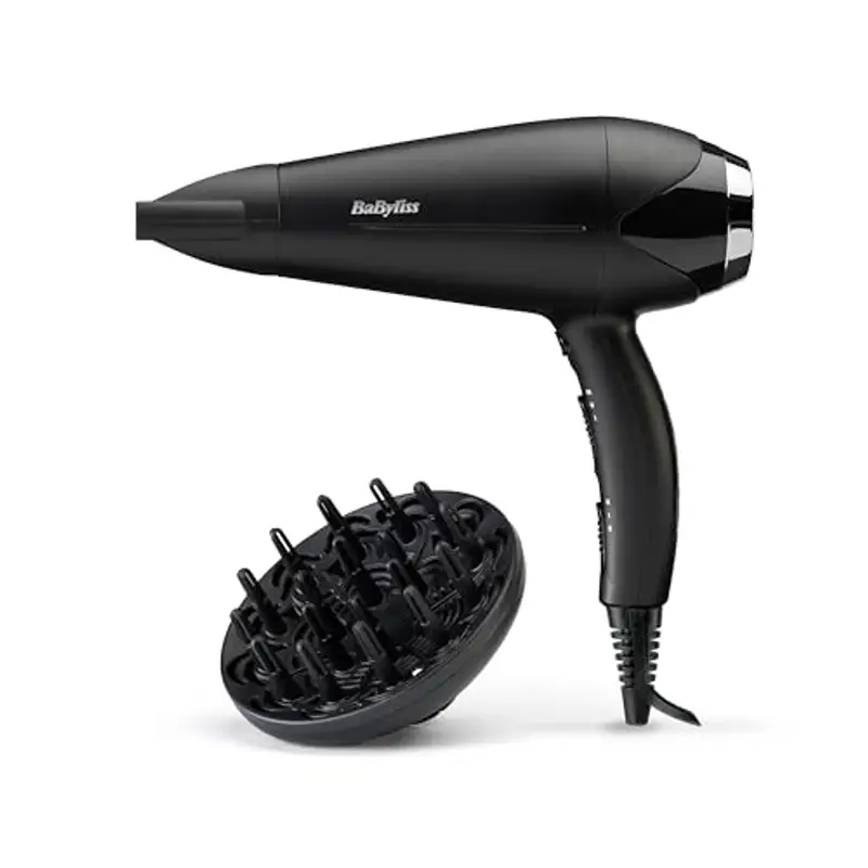 BaByliss Asciugacapelli Turbo Smooth 2200W, Phon Capelli Professionale, Diffusore Capelli Ricci, Funzione Ionica Anti-Crespo E Tecnologia Ceramica, Nero, D572DE