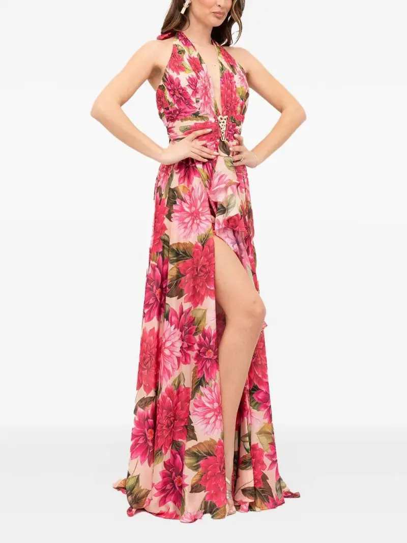 Abito con fantasia floreale all-over Fuxia miniatura 3