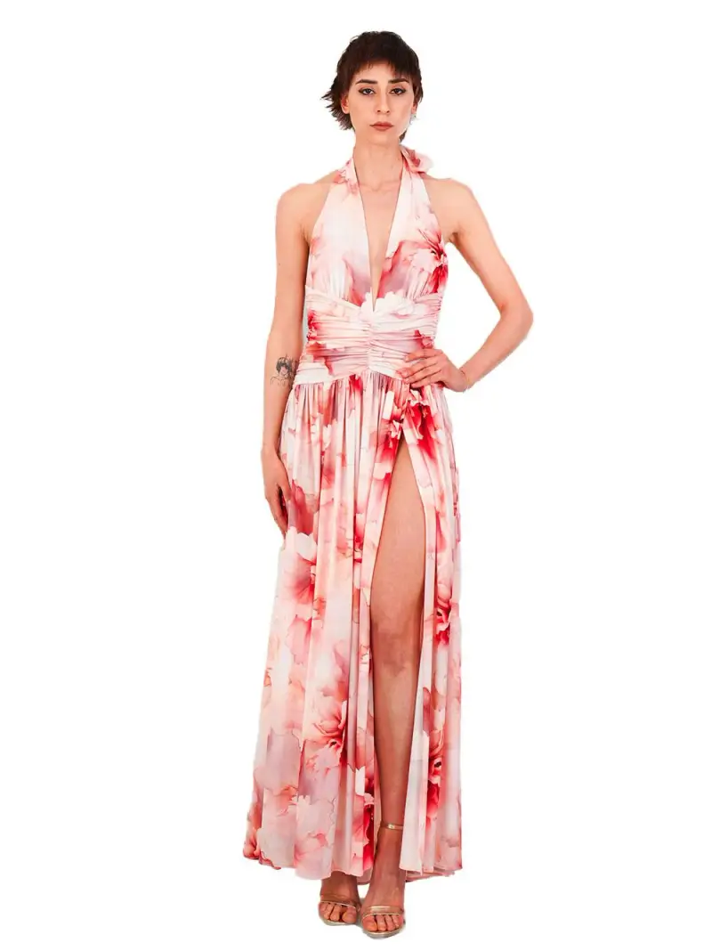 Abito rosa con fantasia floreale miniatura 2