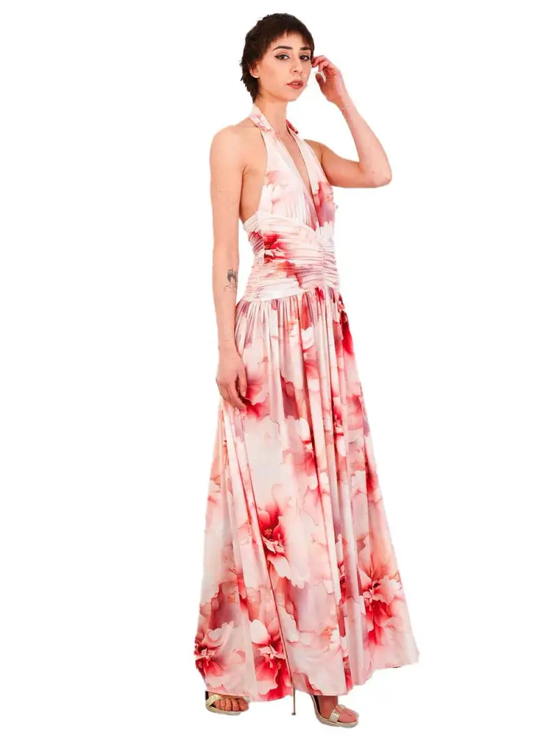 Abito rosa con fantasia floreale miniatura 3