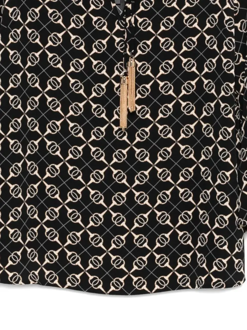 Camicia con Motivo Geometrico e Fiocco Frontale Nero miniatura 2