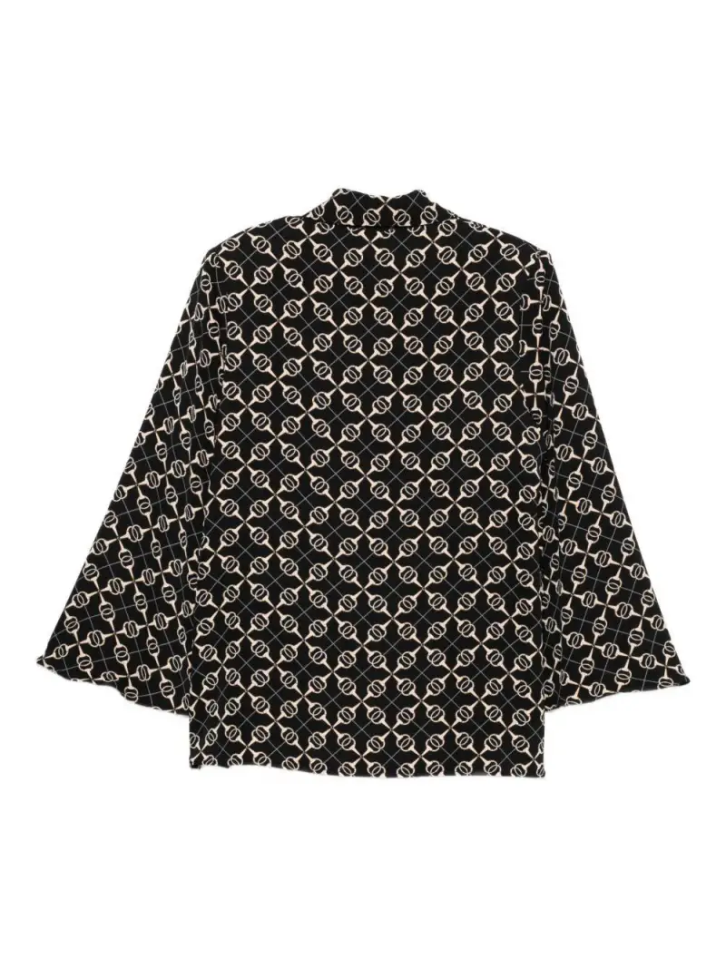 Camicia con Motivo Geometrico e Fiocco Frontale Nero miniatura 3