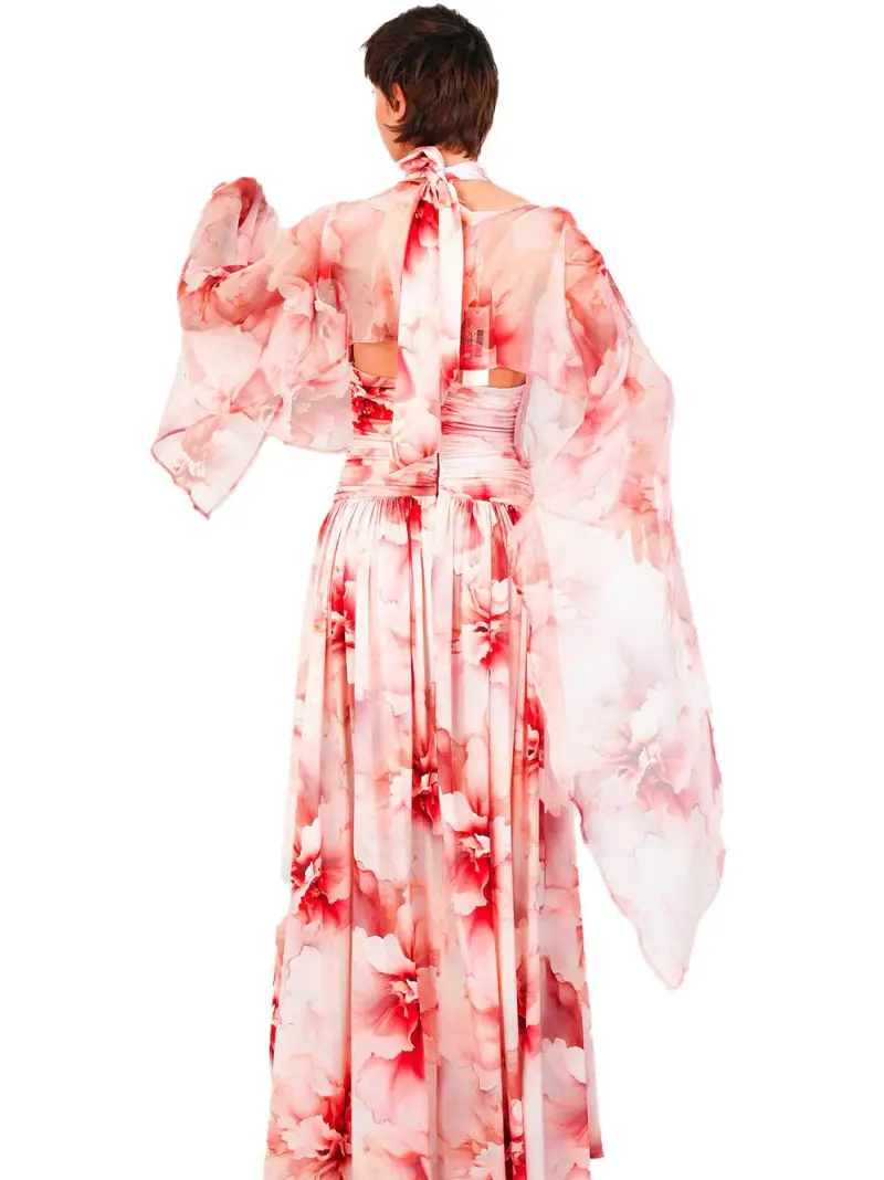 Coprispalle semitrasparente con fantasia floreale Rosa miniatura 2