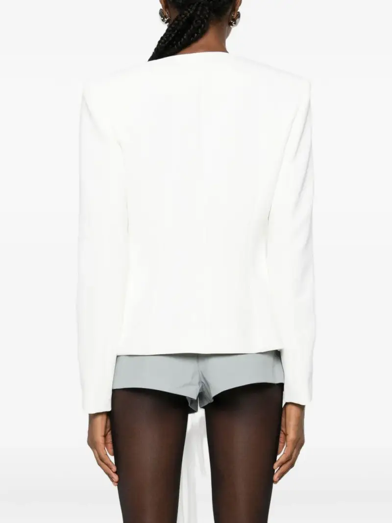 Giacca con Drappeggio e Decorazioni con Perline Bianco miniatura 2